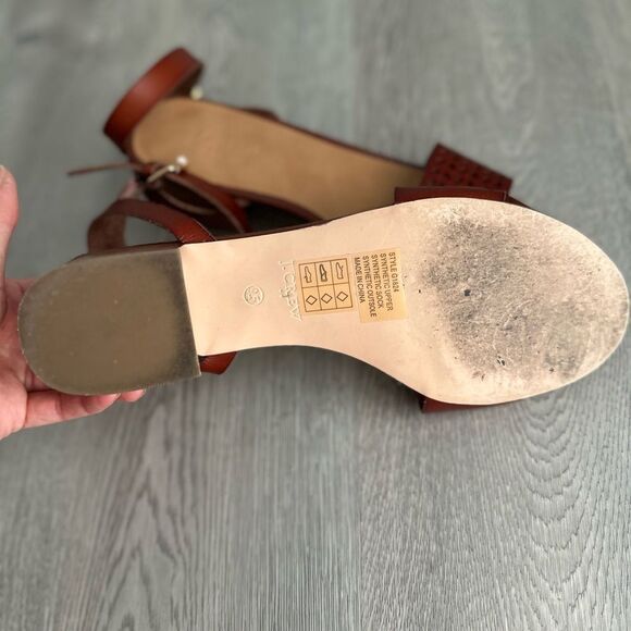 J. Crew Leather Perforated Sandals 9.5 - Picture 6 of 9